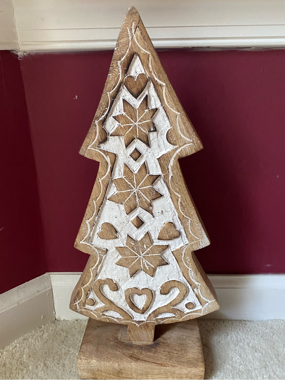 Handcrafted Solid Wood Rustic Holiday Tree Décor 16 inches high